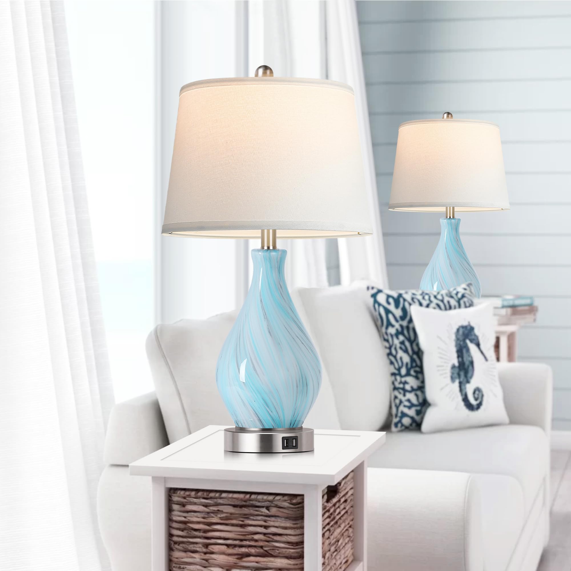 Modern Accent Table Lamp Set of 2 Touch Control, 22